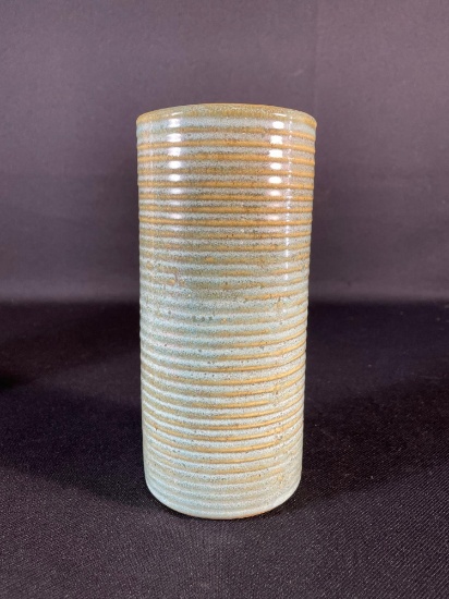 Zaneville Stoneware Medium Green Flower Vase
