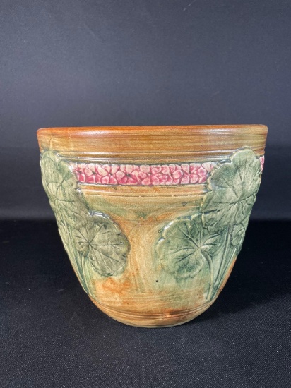 Weller Unmarked Planter Bowl Flemish w/ Embossed Leaves