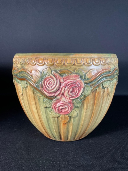 Weller Unmarked Jardiniere Floral 3 Rose Planter