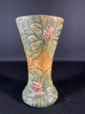 Weller Flemish Green & Brown Floral Flaring Rim Tall Ceramic