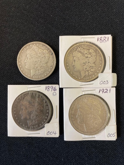 (4) Morgan Silver Dollars, See Description For Details