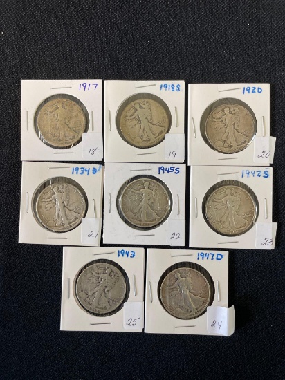 (8) Liberty Walking Half Dollar's, See Description For Details