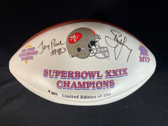 Jerry Rice "All Time Touch Down Leader" & Steve Young "MVP" Superbowl XXIX Signed Ball 224/250