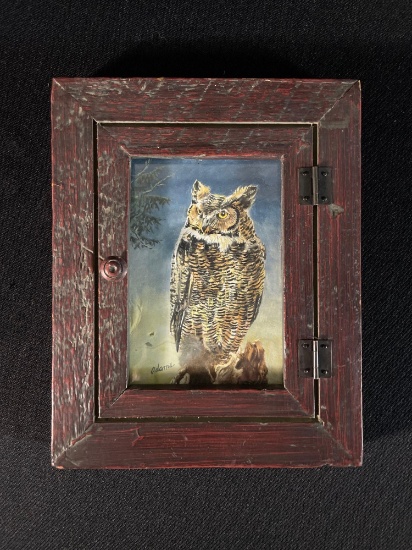 Norman Adams (American 1933-2014) Framed Painting Of Great Horned Owl