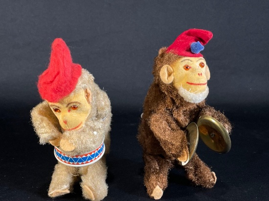 1950's Marx Wind Up Monkeys-One Drummer,One w/ Clapping Symbols