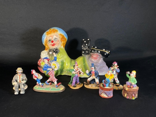 (8) Assorted Ceramic Clown Figurines
