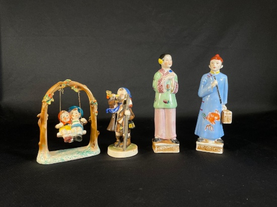 (4) Ceramic Figurines Made In Occupied Japan