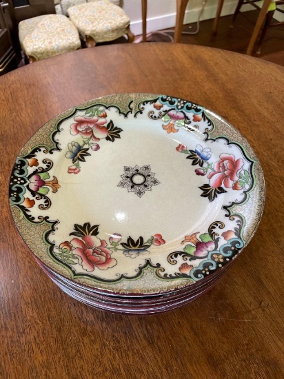 (9) Medium Plates By Beech and Hancock, England in the firm's Jeddo pattern, circa 1875.