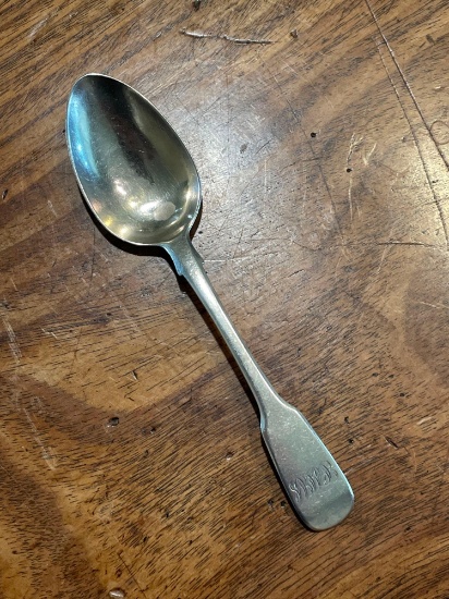 1 Sterling Silver teaspoon monogram "CM", hallmarked London 1827