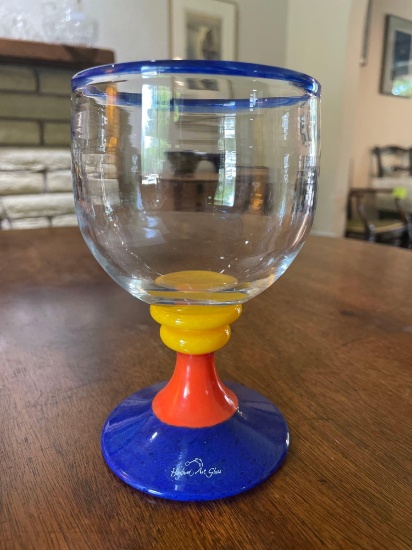 Hoglund Hand Blown Art Glass Goblet - New Zealand.