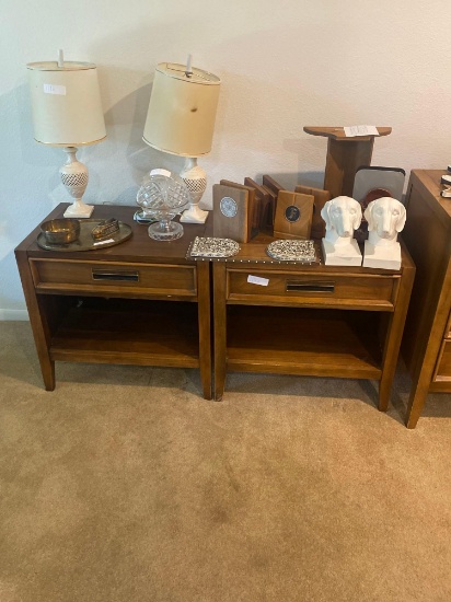 Pair Of Drexel Mid Century Model Single Drawer Nightstands