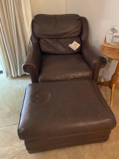 Emerson Top Grain Leather Company Chair & Ottoman