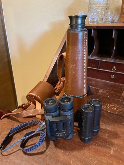 Dollond London telescope, Nikon & Simmons Binoculars