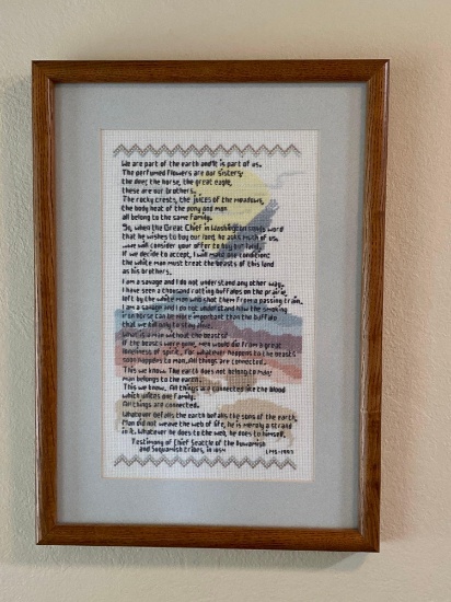 Needlepoint Testimony Of Chief Seattle Of Duwamish