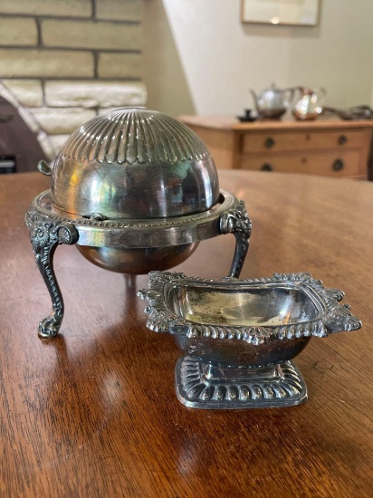 Silver-Plated Covered Butter Dish Caviar & Salt Dish