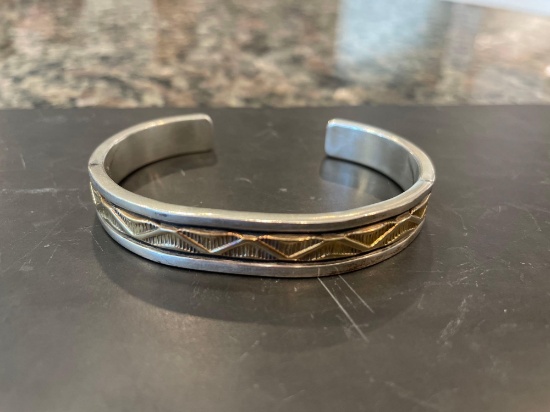 Sterling & gold bracelet w/engraving inside
