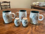 (3) Denby Stoneware Coffee Cups & Salt/Pepper Shakers