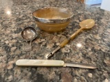 (4) Sterling Silver & Horn Items (See Description)