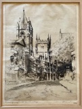 Engraving Of Kings College, Cambridge, England