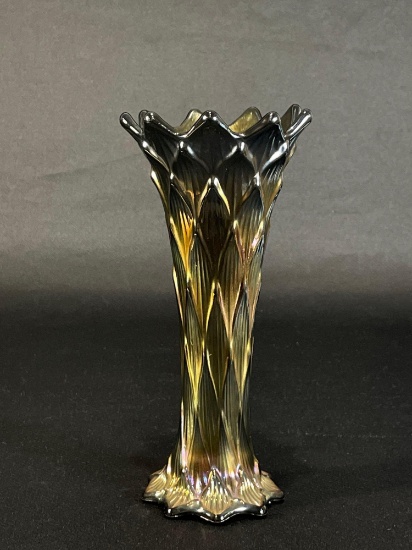 Dugan "Line Lattice," Black Amethyst Vase, 8-3/4"h