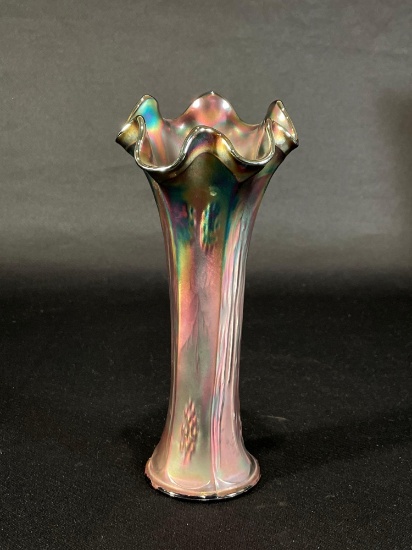 Fenton "Long Thumbprint Hobnail," Amethyst/Purple Vase 8"