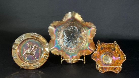 (3) Carnival Glass Dishes (See Description)