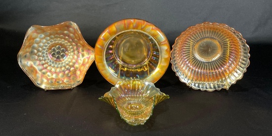 (4) Carnival Glass Dishes