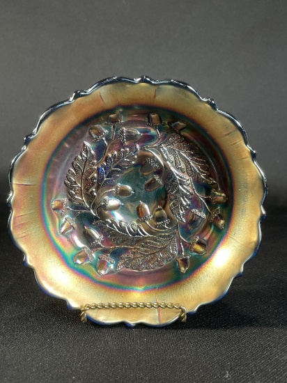 Fenton "Acorn," Blue Bowl, 6-5/8"