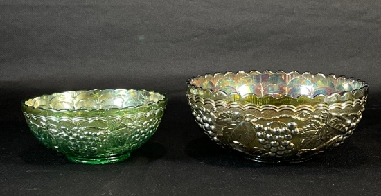 (2) Imperial, "Imperial Grape," (1)Helios Green, Bowl, 6-7/8"dia & (1) Green 9" Bowl
