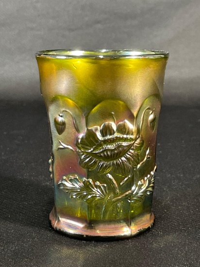 Northwood, "Oriental Poppy," Green, Tumbler