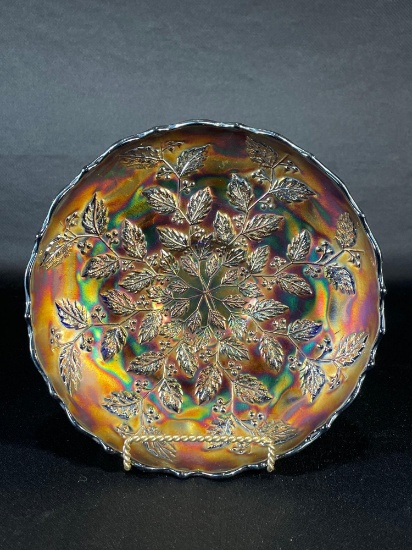 Fenton, "Holly" Cobalt Blue, Bowl, 9-1/2"dia