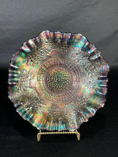 Fenton,"Orange Tree," Blue, 8-3/4"dia