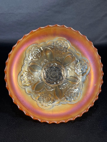 Dugan, "Double Stem Rose," Marigold Bowl w/ Dome Foot, 8"Dia