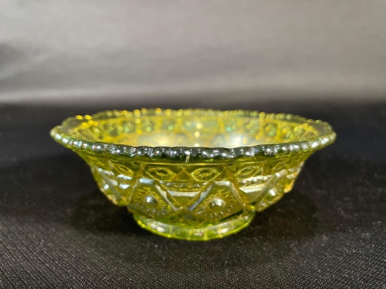 Imperial, "Diamond & Lace," Green Bowl, 4-5/8"