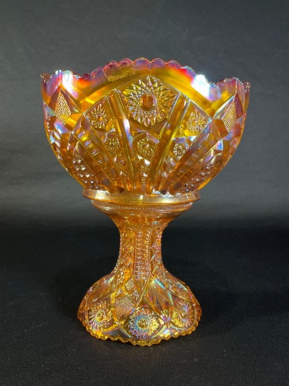 Carnival Glass "Violet" Marigold Basket w/ Pedestal