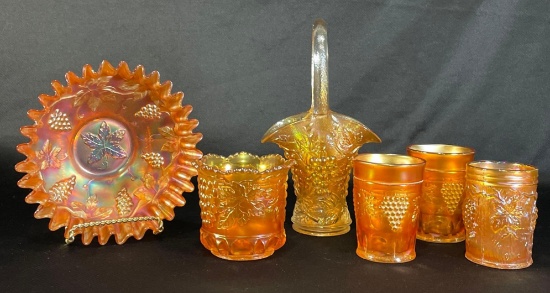 Assortment of "Grape & Leaf" Marigold Style Carnival Glass