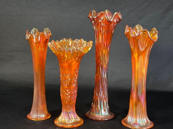 (4) Carnival Glass Marigold Vases