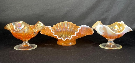 Dugan "Three Sides Up" Peach Opal Marigold Bowl