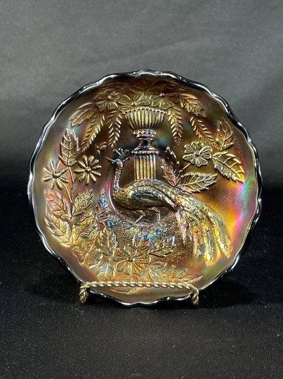 Northwood "Peacock and Urn" Sauce Bowl Amethyst/Purple
