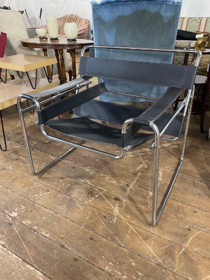 Marcel Breuer, Wassily Chair, Chrome & Leather Strapping,