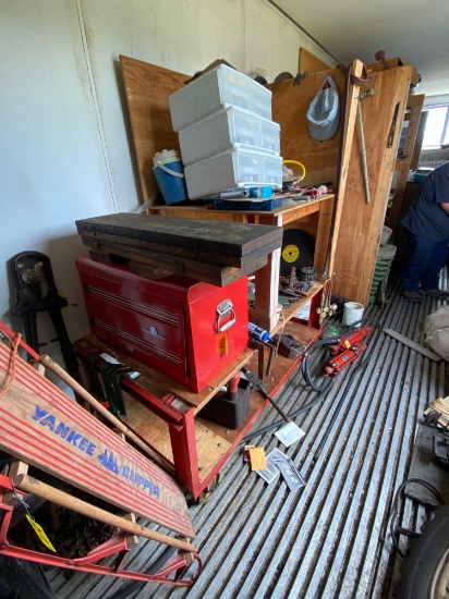 Rolling custom made workbench w/ contents (see photo's)