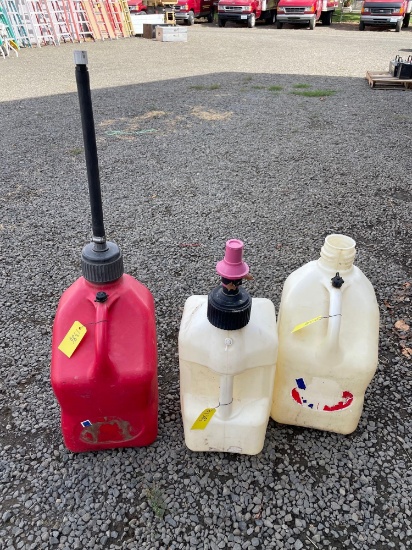 (3) 5 gallon VP racing fuel containers