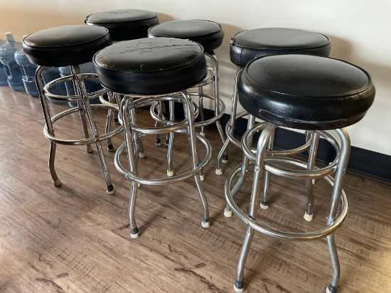 (6) Black & chrome bar stools
