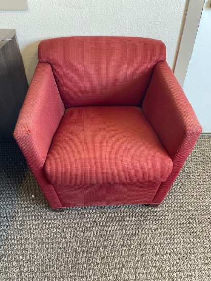 (3) Red lounge chairs