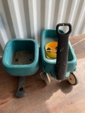 (2) Small plastic hand pull wagons