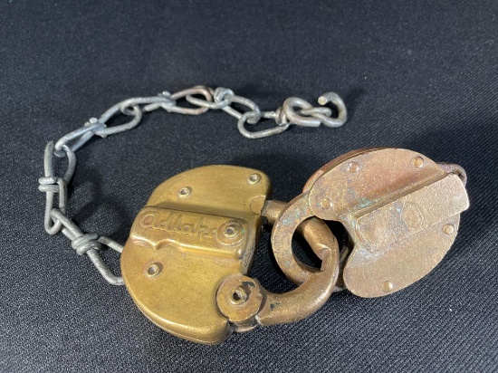 Antique Adlake RR Lock, Brass & Copper O.R. &N.Co. CS-43 Lock (Missing Keys)