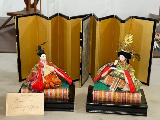 Hina Doll ODAIRI-SAMA & OHINA-SAMA Emperor & Empress w/ Stands & Dollscreens