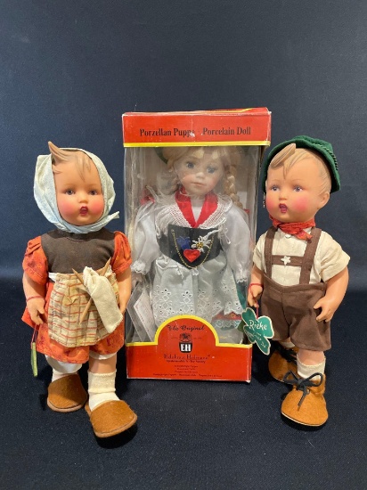 (2) Vintage Hummel dolls & (1) Edeltraut Holmen doll in original box