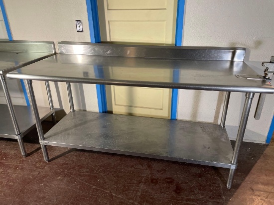 Bullnose Stainless Steel Prep Table w/ Backsplash & Lower Shelf