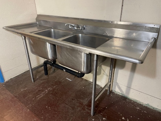 Advance Tabco Double Well Stainless Steel Sink System